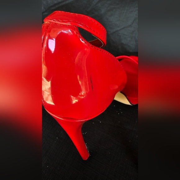 Nine West Red Platform High Heel Stiletto Open Square toe sandals Women's size 7 - Picture 9 of 9